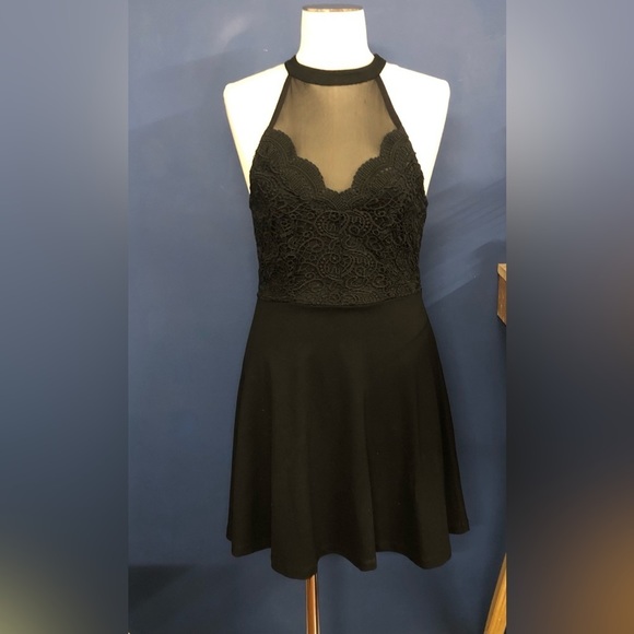 FRANCESCA Collection Blue Rain Black Dress Size M D308 - Picture 12 of 14